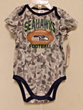 NFL Seattle Seahawks Football Camo Bodysuit Short Sleeve Size 12M Team Apparel