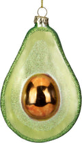 4.5" Green and Yellow Glass Avocado Christmas Ornament