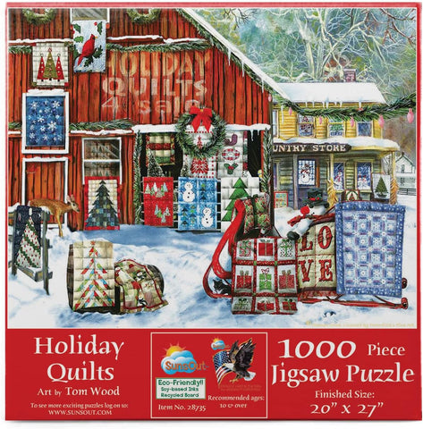 Holiday Quilts by Artist Tom Wood 1000 pc Jigsaw Puzzle Size 20" x 27"