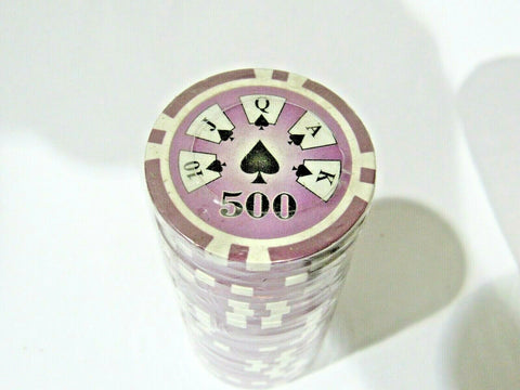25 Purple 500 Matte High Roller / Hi-Roller Design 14g Clay Poker Chips