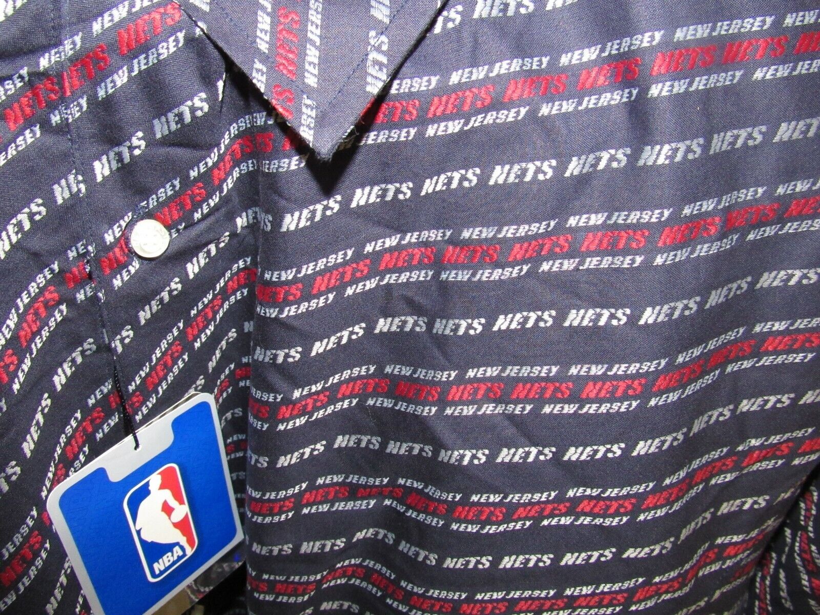 NBA New Jersey Nets Blue Button Up Dress Shirt Size 5XL by Headmaster Designer