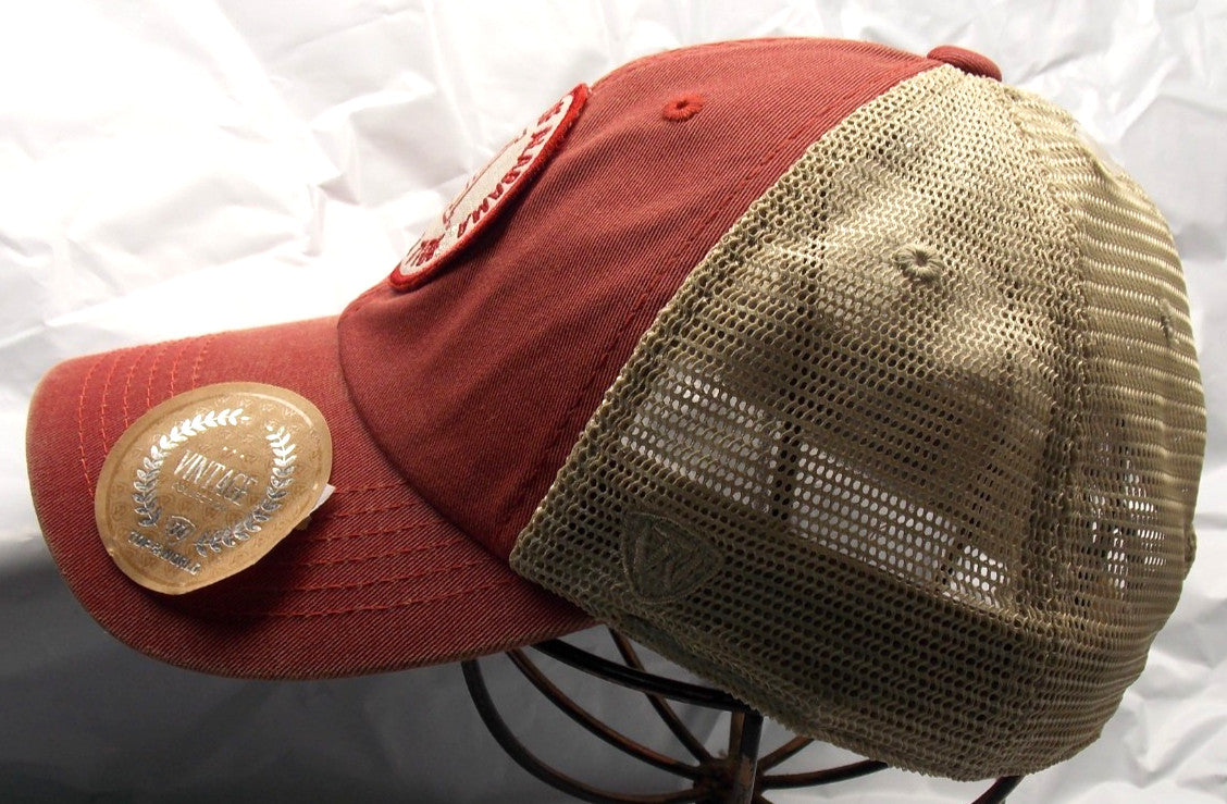 Alabama Crimson Tide Round Logo on Mesh Trucker Hat Snap Back Vintage Collection