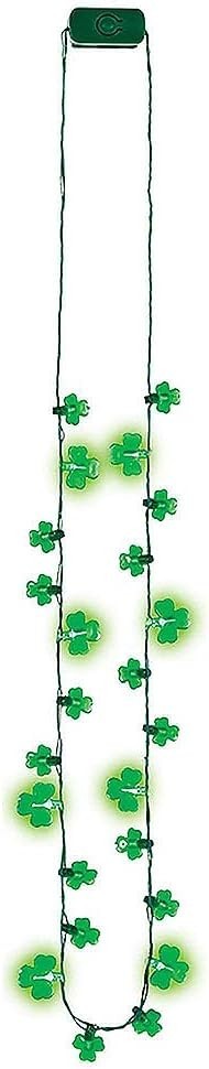 St. Patrick's Day Necklace with 6 Lighting Shamrocks and 18 Small Metallic