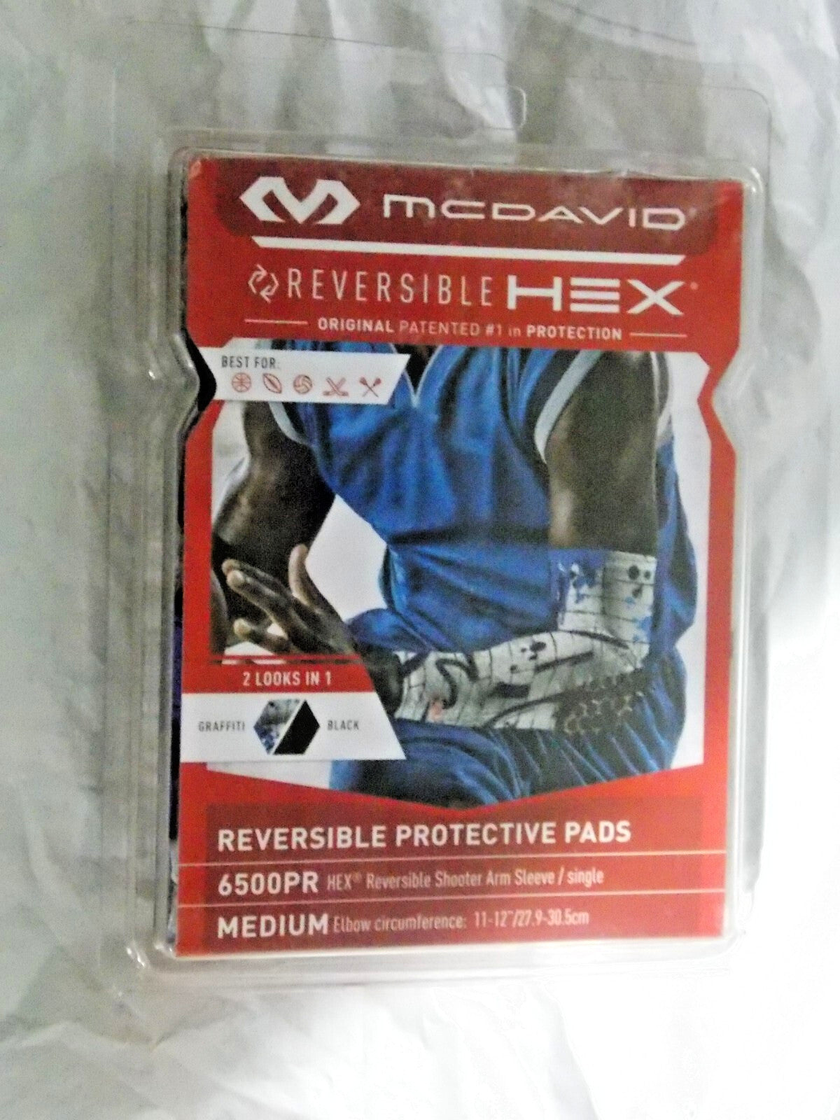 Reversible HEX Shooter Arm Sleeve/Single Design Graffiti/White Medium McDavid