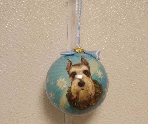 Schnauzer, Cropped Christmas Ornament Shatter Proof Ball 2.75" Diameter