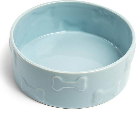 Park Life Designs Blue with Bones Medium Pet Bowl 6.25 in Diameter Ceramic 14018