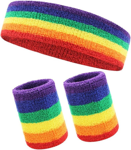 Rainbow 3pcs Headband and Wristband Set