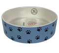 Park Life Designs Black Paw on Blue Prints 6.5" Pet Bowl "I Love My Pet" Inside
