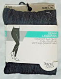 Ladies Ankle length Blue Denim Wash Legging Size L/XL by Round the Clock