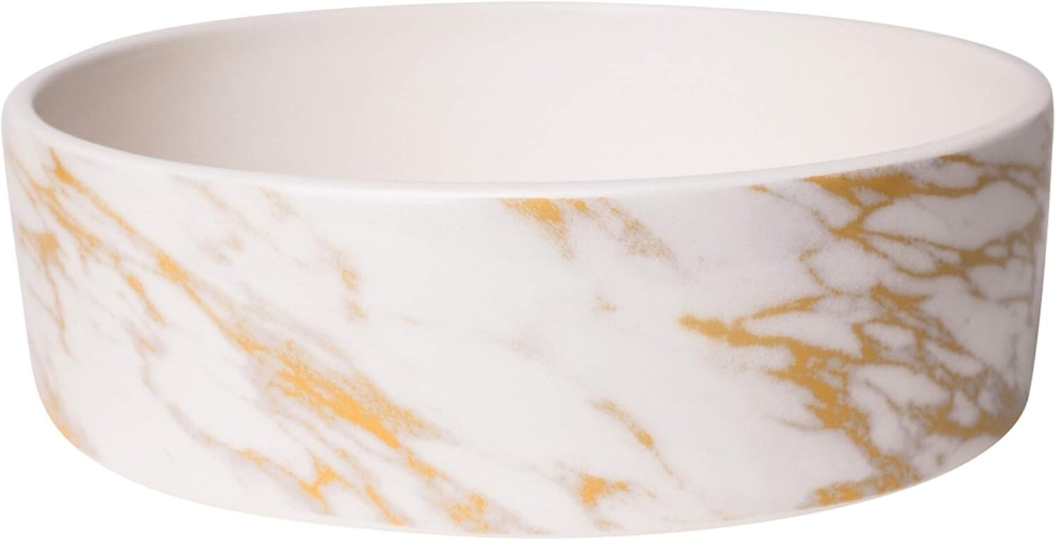 Park Life Designs White Gold Marbled Medium Pet Bowl 6-1/4 in Diameter 14005