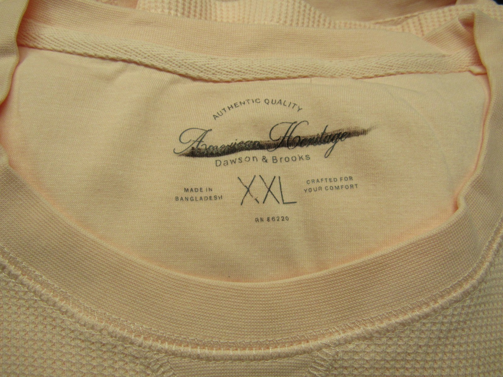 American Heritage Men's Thermal Crew Neck with V-Notch Millennial Pink Size XXL