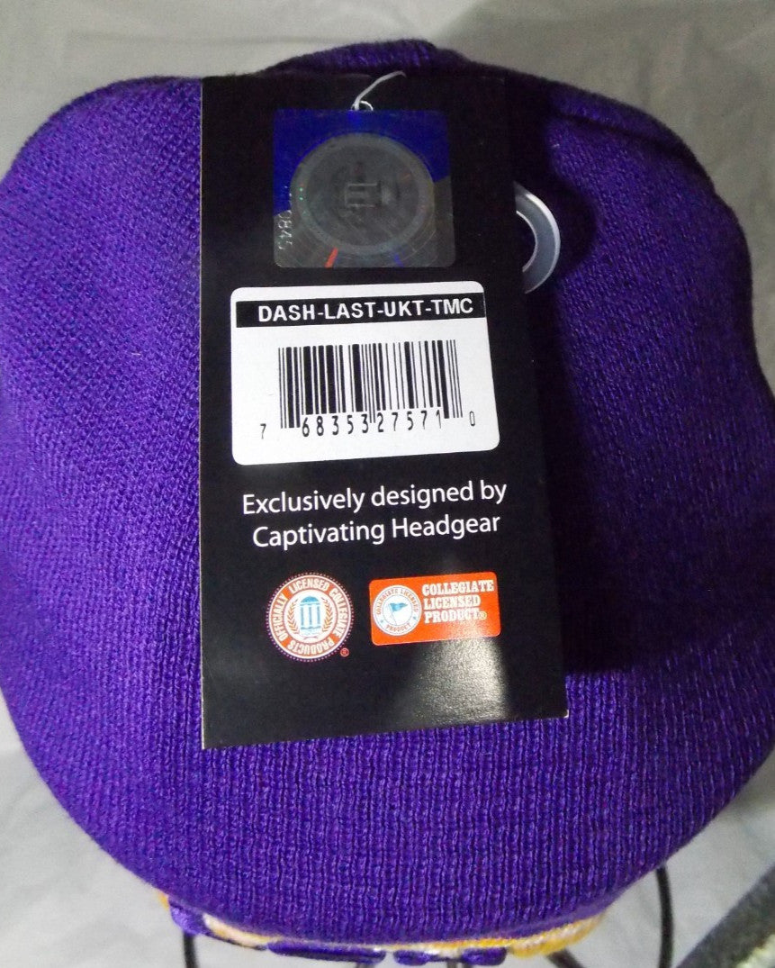 NCAA LSU Embroidered Logo on Purple Knit Beanie Hat by Collegiate Headwear