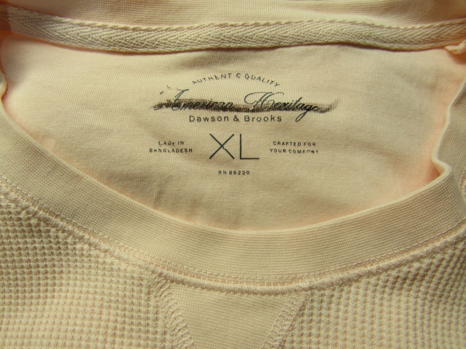 American Heritage Men's Thermal Crew Neck with V-Notch Millennial Pink Size XL
