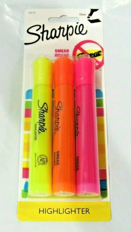 Sharpie Neon 3 Color HIGHLIGHTER 3pk Chisel Tip Non-Toxic Odorless 25173