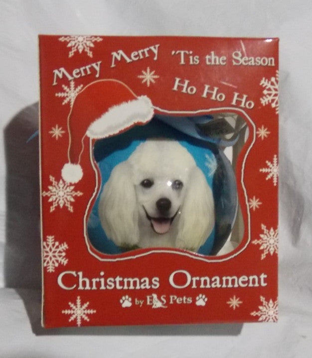 Poodle white Christmas Ornament Shatter Proof Ball 2.75" Diameter