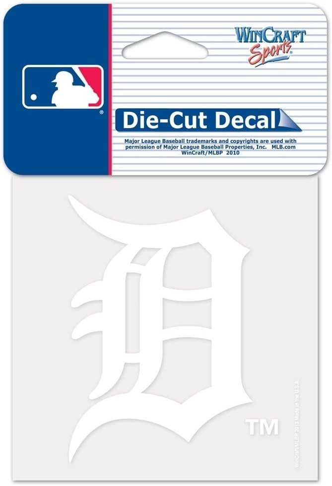 MLB Detroit Tigers All White Logo on 4"x4" Perfect Cut Decal Single by WinCraft