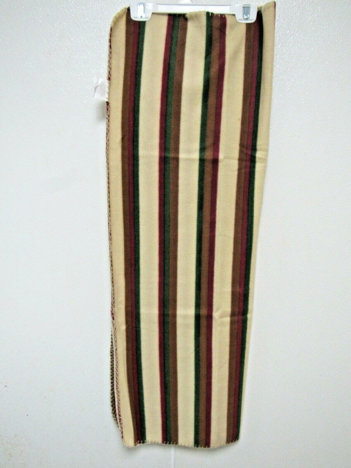 Pet Medium Brown Paw Pet Cat Dog Fleece Soft 29x39 Blanket Earth Tone Stripped