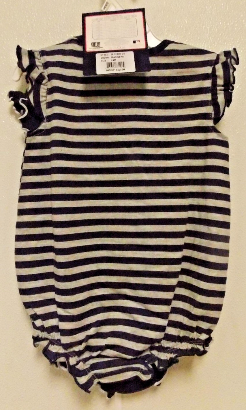 MLB Seattle Mariner 2 pack Blue / Blue Gray Striped Bodysuit Set 24M by Majestic