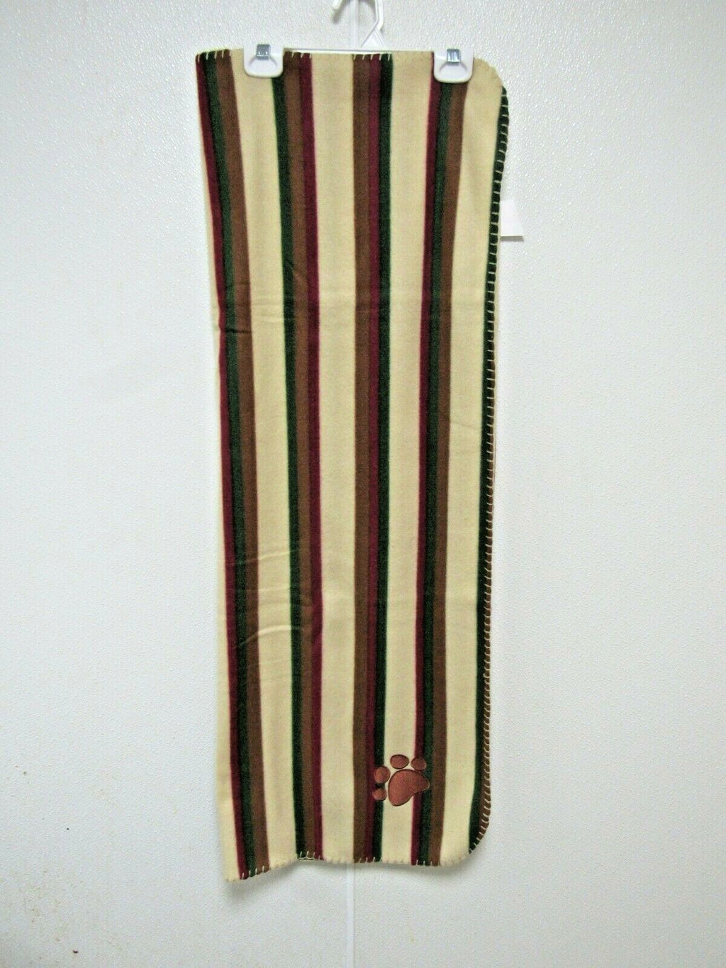 Pet Medium Brown Paw Pet Cat Dog Fleece Soft 29x39 Blanket Earth Tone Stripped