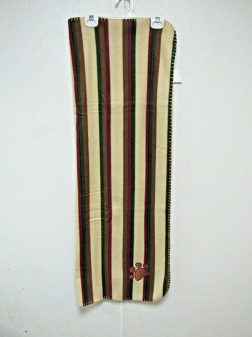 Pet Medium Brown Paw Pet Cat Dog Fleece Soft 29x39 Blanket Earth Tone Stripped