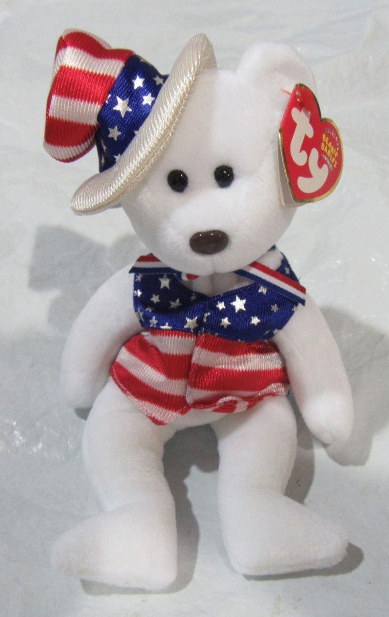 TY Beanie Babies Red White n Blue SAMS w/Hat Plush Bear All have July 4 2003 DOB