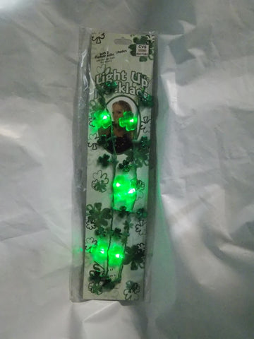 St. Patrick's Day Necklace with 6 Lighting Shamrocks and 18 Small Metallic