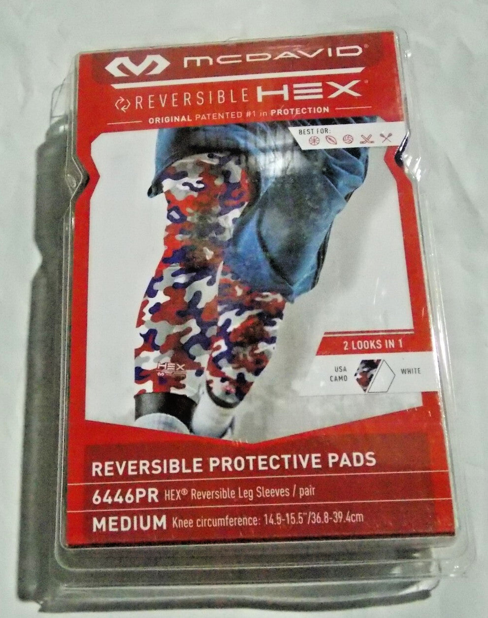 Reversible HEX Leg Sleeve/Single Design Camo/White Size Medium by McDavid