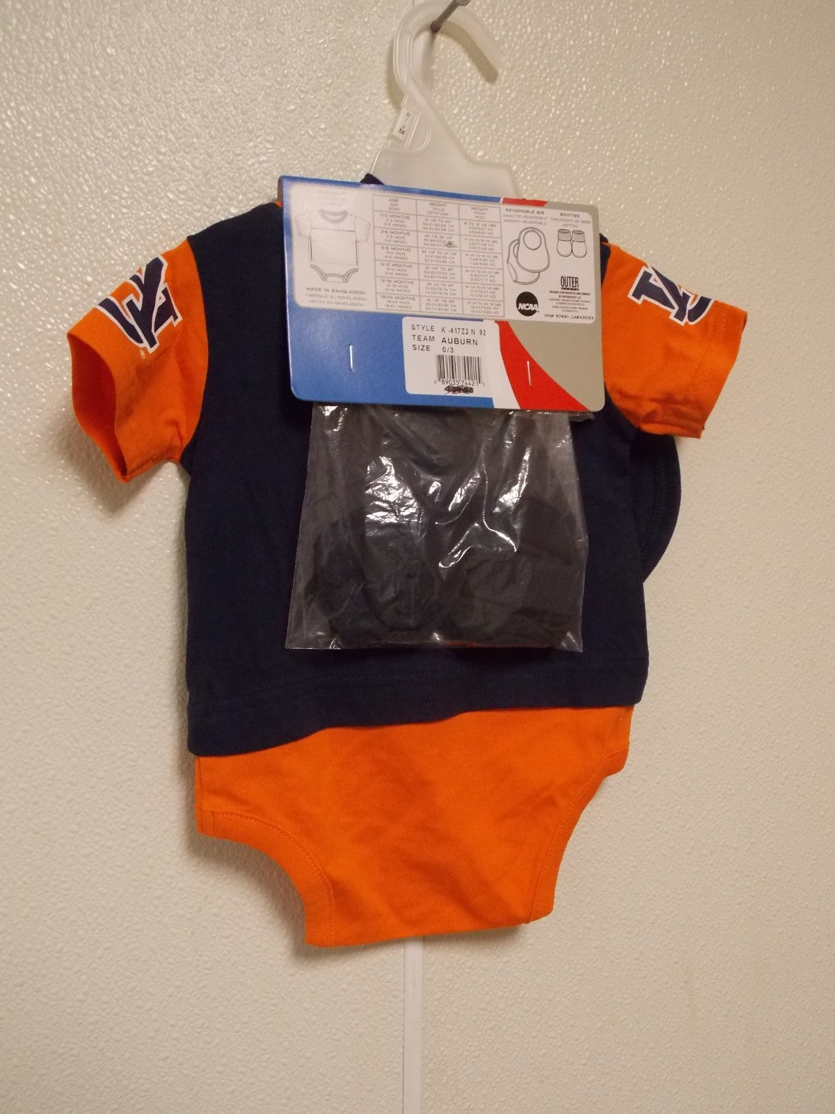NCAA Auburn Tigers Bodysuit Bib Bootie Set Size 0/3 M by OUTERStuff