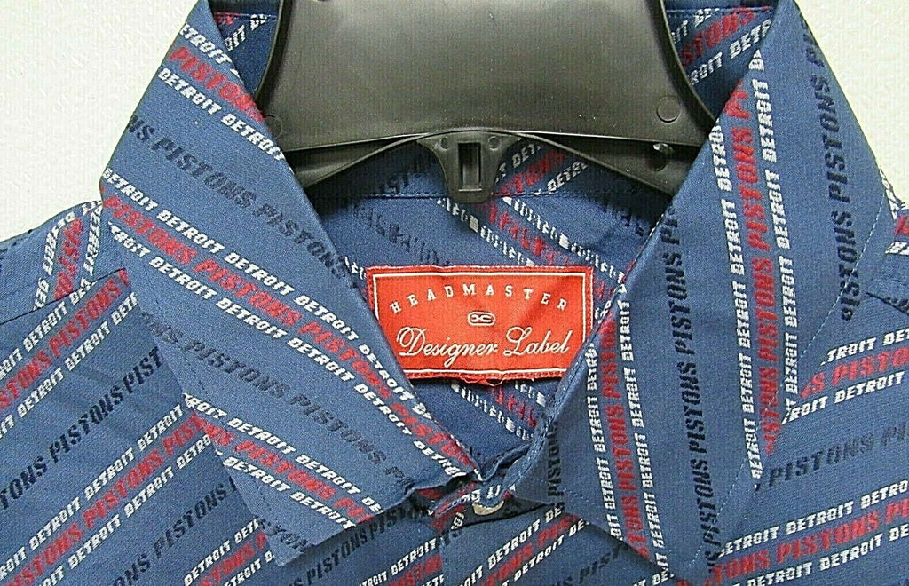 NBA Detroit Pistons Button Up Dress Shirt Long Sleeve by Headmaster size 2XL