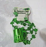 St. Patrick's Day Bead Necklace with Shot Glasses Metallic Green