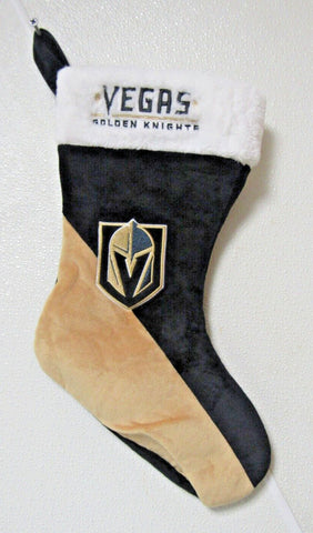 NHL Vegas Golden Knights Logo Embroidered on 18″ Gold/Black Basic Christmas Stocking