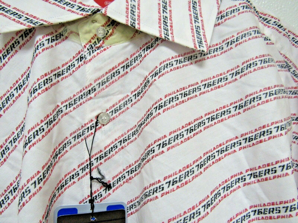 NBA Philadelphia 76ers White Button Up Dress Shirt Long Sleeve size L Headmaster