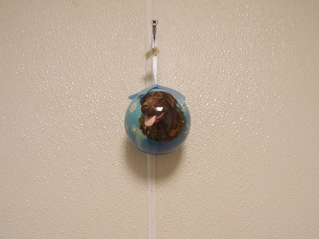 Chocolate Labrador Christmas Ornament Shatter Proof Ball 2.75" Diameter