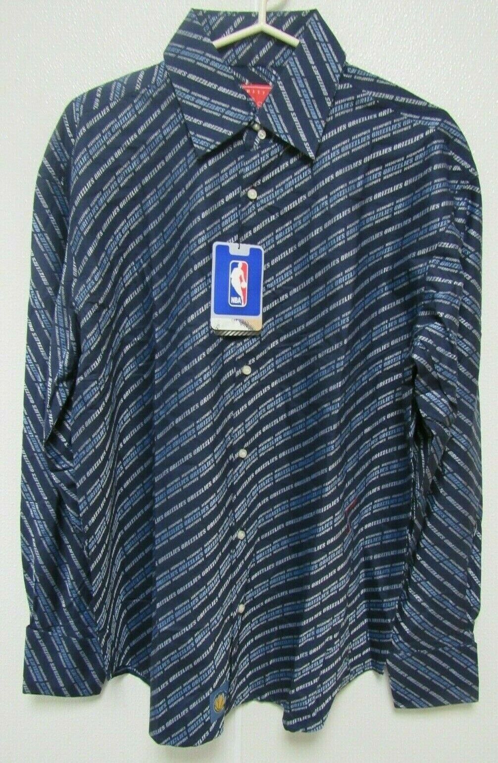 NBA Memphis Grizzlies Blue Button Up Dress Shirt Long Sleeve size XL by Headmaster