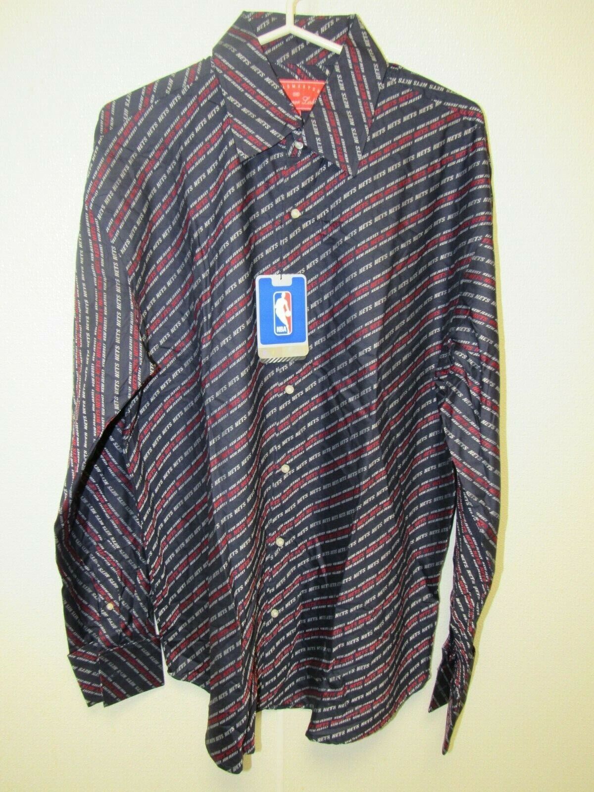 NBA New Jersey Nets Blue Button Up Dress Shirt Size 5XL by Headmaster Designer