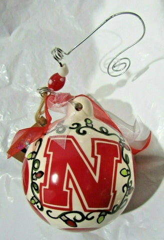 NCAA Nebraska Cornhusker Ceramic Ornament 3.5" Diameter Red Dots by Glory Haus