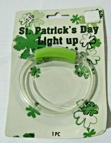 Adult St. Patrick's Day Green Light Up Shamrock Bracelet 2.5" Diameter