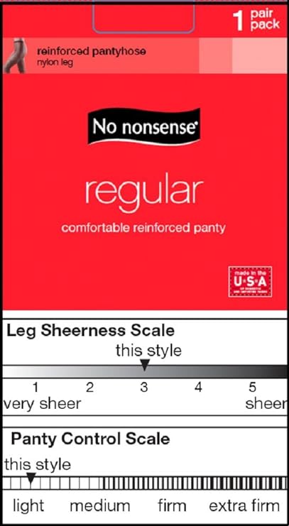 No nonsense Regular Pantyhose w/Reinforced Panty and Toe Tan/Med. Plus 2 #329