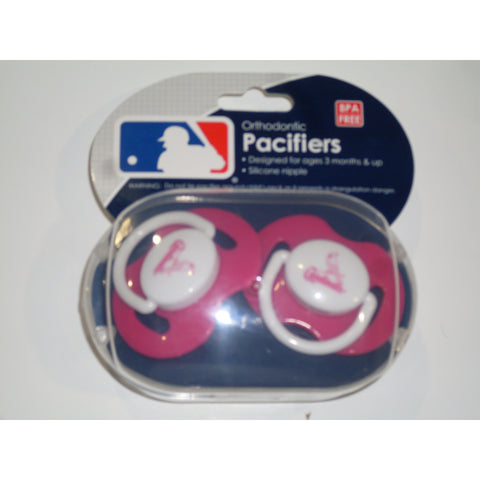 MLB St. Louis Cardinals Pink Pacifiers Set of 2 w/ Solid Shield in Case