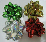 Lot of 48 Metallic 3.5″ Gift Bow Silver & Gold Sparkle Solid Red Green