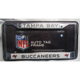 NFL Tampa Bay Buccaneers Chrome License Plate Frame Thin Black Letters