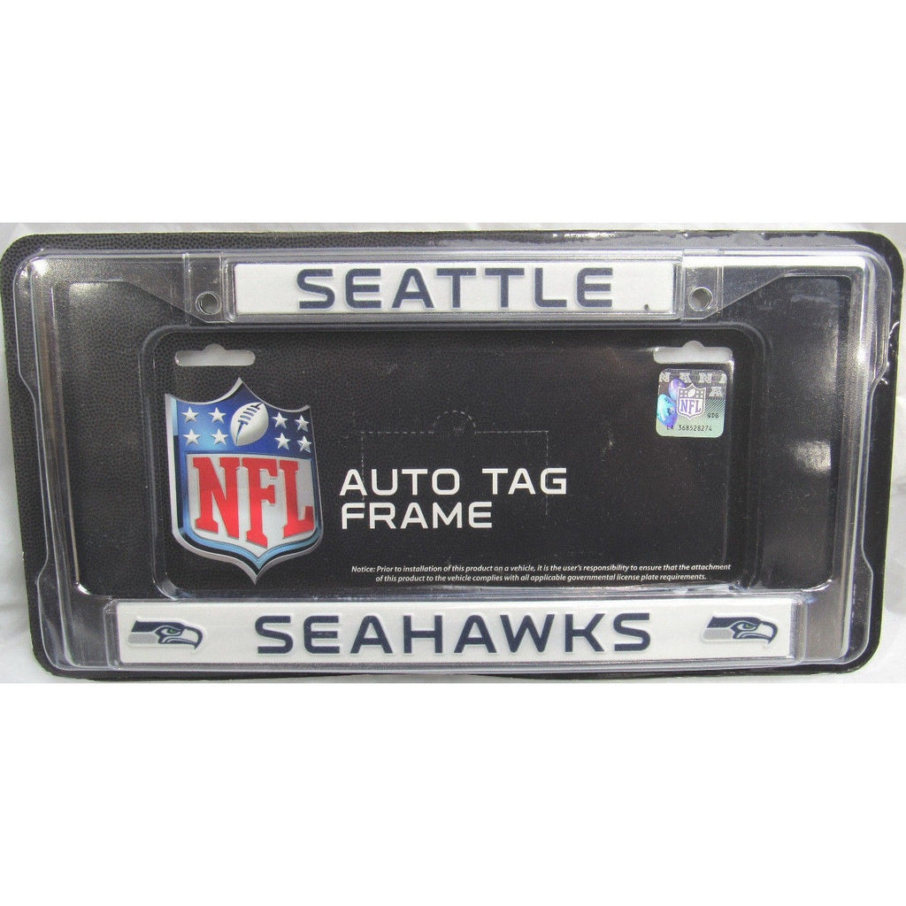NFL Seattle Seahawks Chrome License Plate Frame Thin Letters