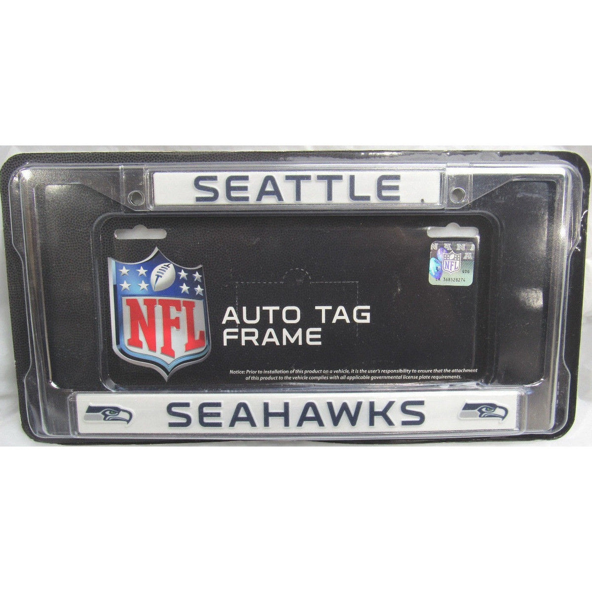 NFL Seattle Seahawks Chrome License Plate Frame Thin Letters