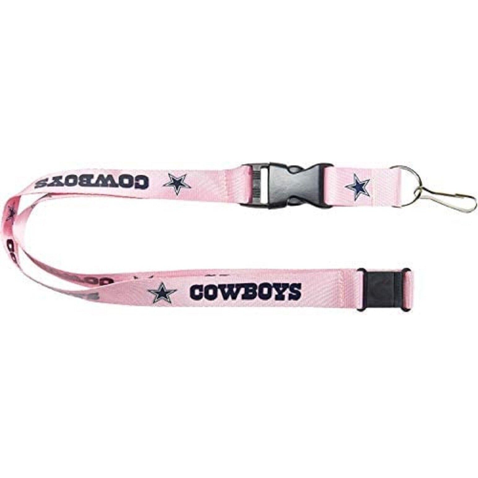 NFL Dallas Cowboys Logo on Pink w/Blue Lettering 24" by 1" Lanyard Keychain
