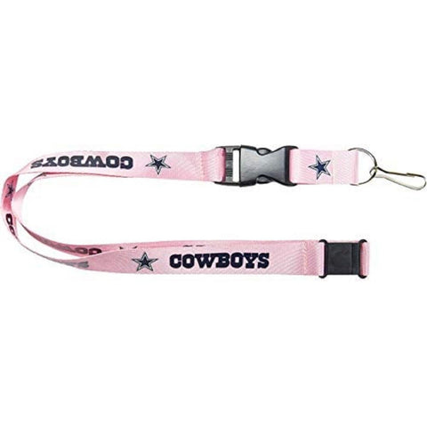 NFL Dallas Cowboys Logo on Pink w/Blue Lettering 24" by 1" Lanyard Keychain