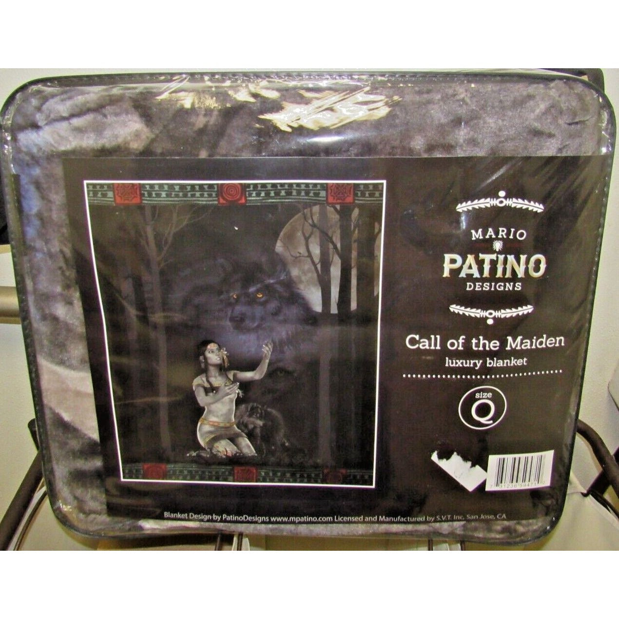Mario Patino "Call of the Maiden" Native American Wolf Plush Blanket Queen