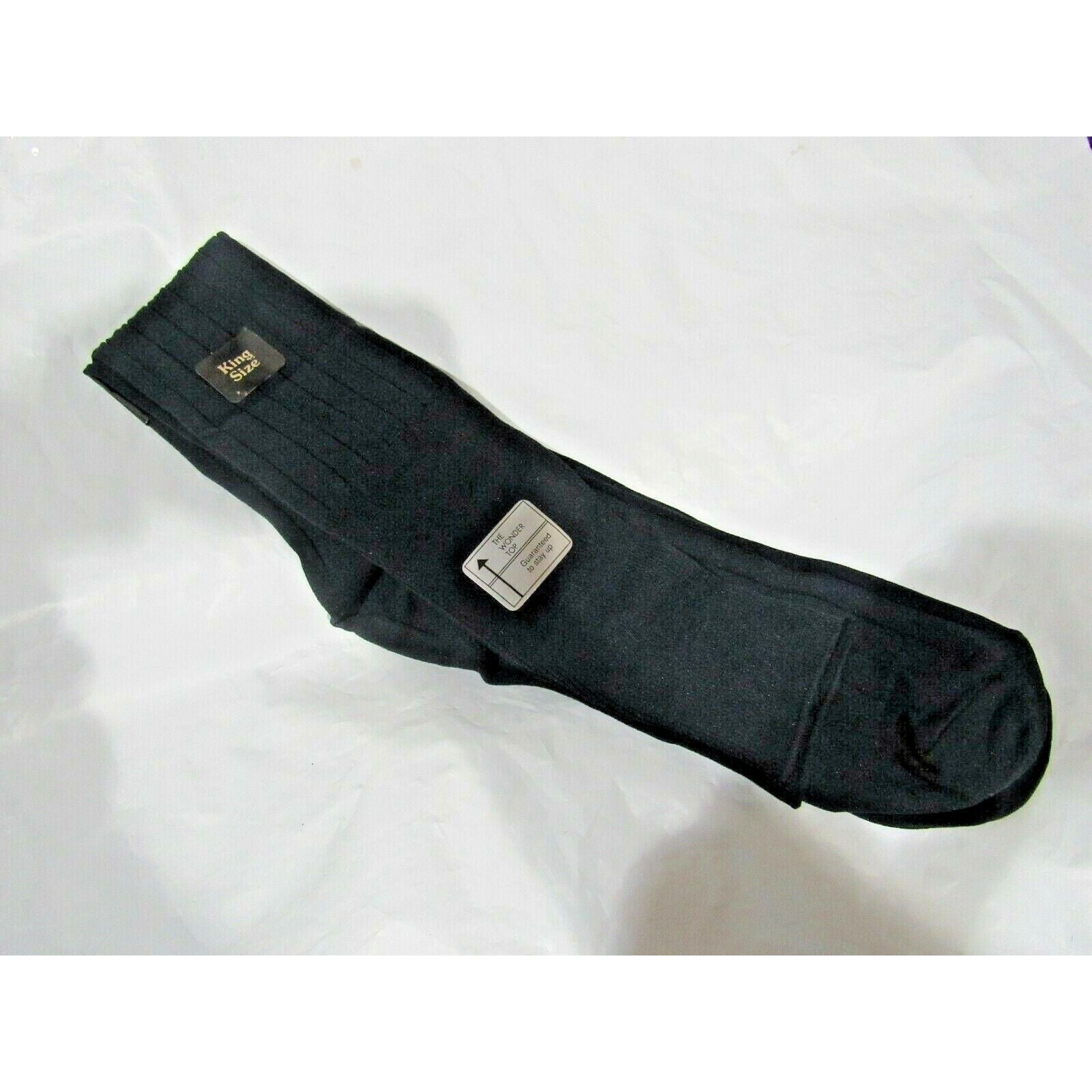 New Vintage PIERRE CARDIN Stripped Navy Blue Nylon Men's Dress Socks Size 13-17