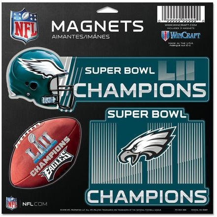 Philadelphia Eagles Super Bowl LII Champion 3-Pack Car Magnet Set WinCraft