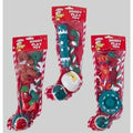RANDOM Red Doggy Play Toy Stocking Toys 1 Balls 1 Rope 2 Plastic Squeak Toy