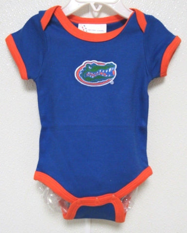 NCAA Florida Gators Logo on Royal Lap Shoulder Romper 1 Pc Newborn Two Feet Ahead